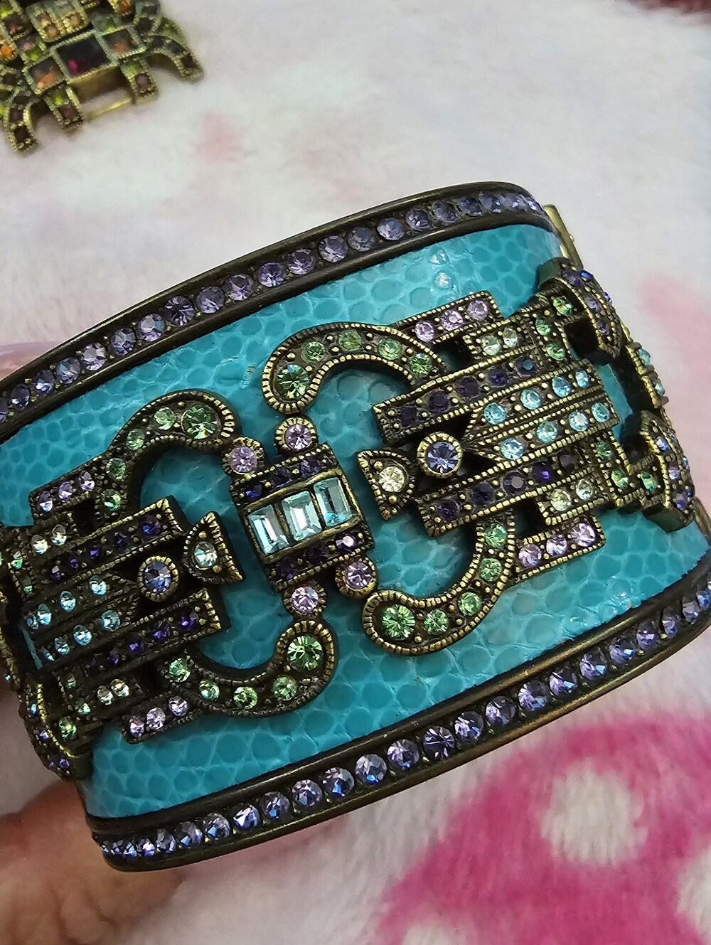Heidi Daus Turquoise Crystal-Embellished Statement Cuff Bracelet